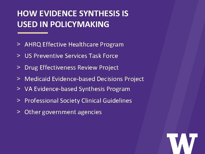 HOW EVIDENCE SYNTHESIS IS USED IN POLICYMAKING > AHRQ Effective Healthcare Program > US