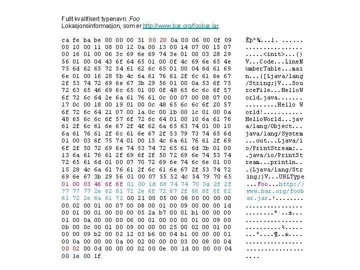 Fullt kvalifisert typenavn: Foo Lokasjonsinformasjon, som er http: //www. bar. org/foobar. jar. ca 00