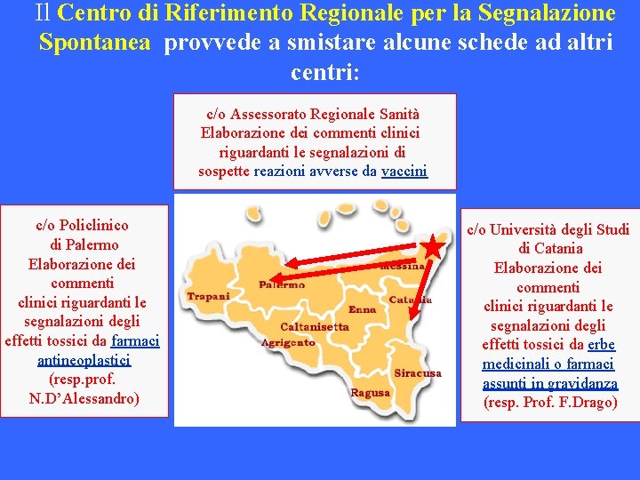 Il Centro di Riferimento Regionale per la Segnalazione Spontanea provvede a smistare alcune schede