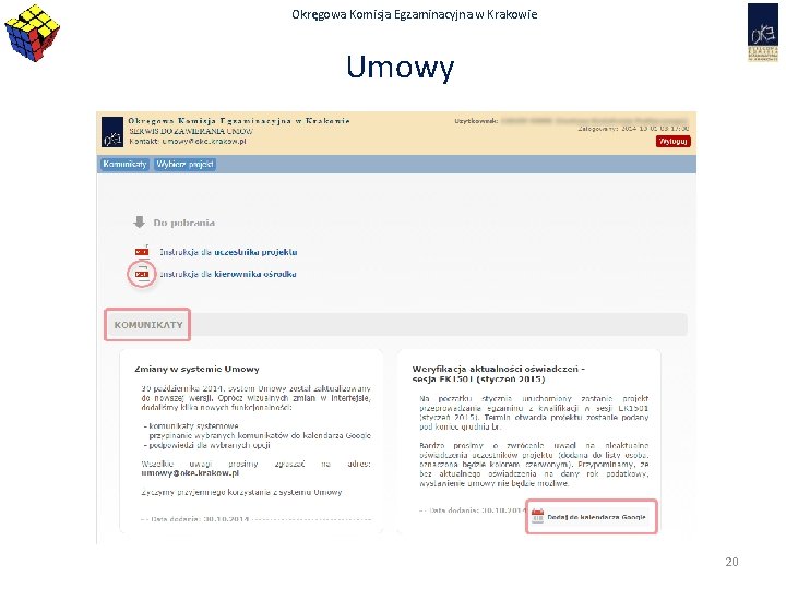 Okręgowa Komisja Egzaminacyjna w Krakowie Umowy 20 