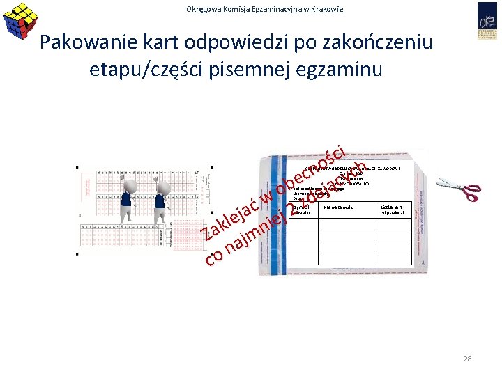 Okręgowa Komisja Egzaminacyjna w Krakowie Pakowanie kart odpowiedzi po zakończeniu etapu/części pisemnej egzaminu i