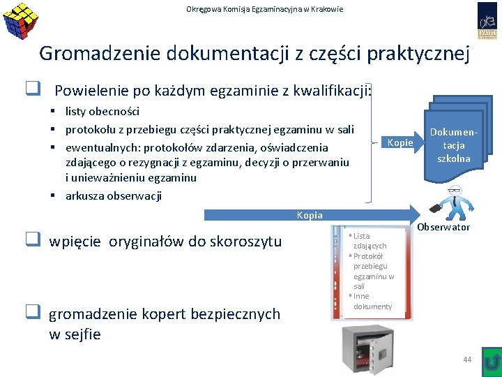 Okręgowa Komisja Egzaminacyjna w Krakowie Gromadzenie dokumentacji z części praktycznej q Powielenie po każdym