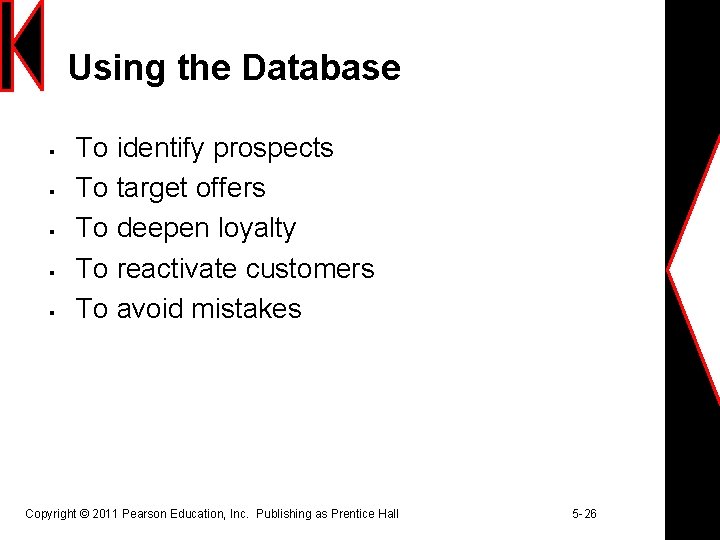 Using the Database § § § To identify prospects To target offers To deepen