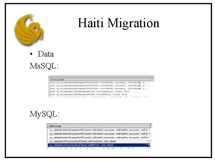 Haiti Migration • Data Ms. SQL: My. SQL: 