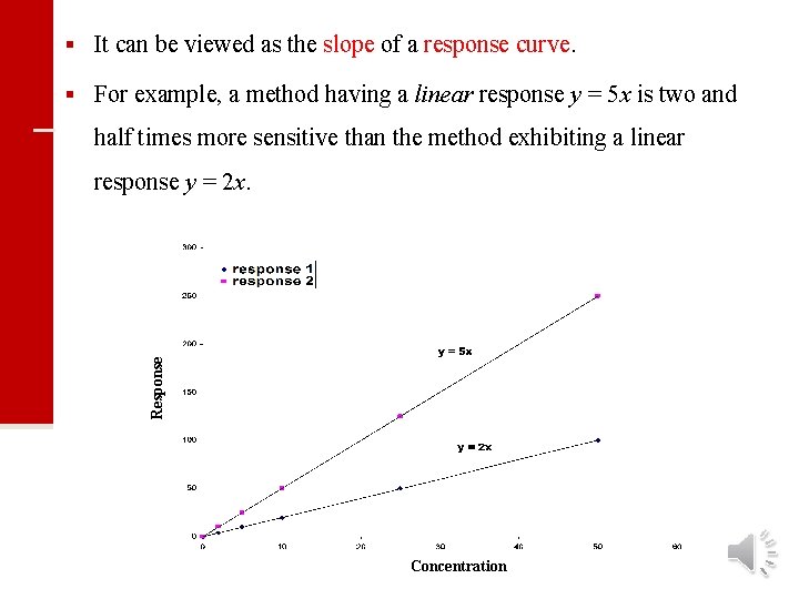 § It can be viewed as the slope of a response curve. § For