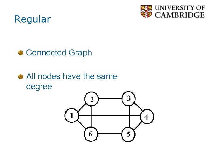 Regular Connected Graph All nodes have the same degree 