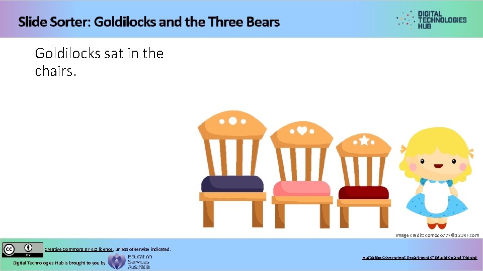 Goldilocks sat in the chairs. Image credit: comodo 777© 123 RF. com Creative Commons