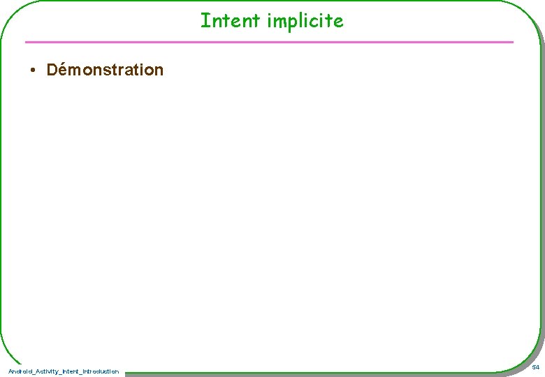 Intent implicite • Démonstration Android_Activity_Intent_Introduction 54 