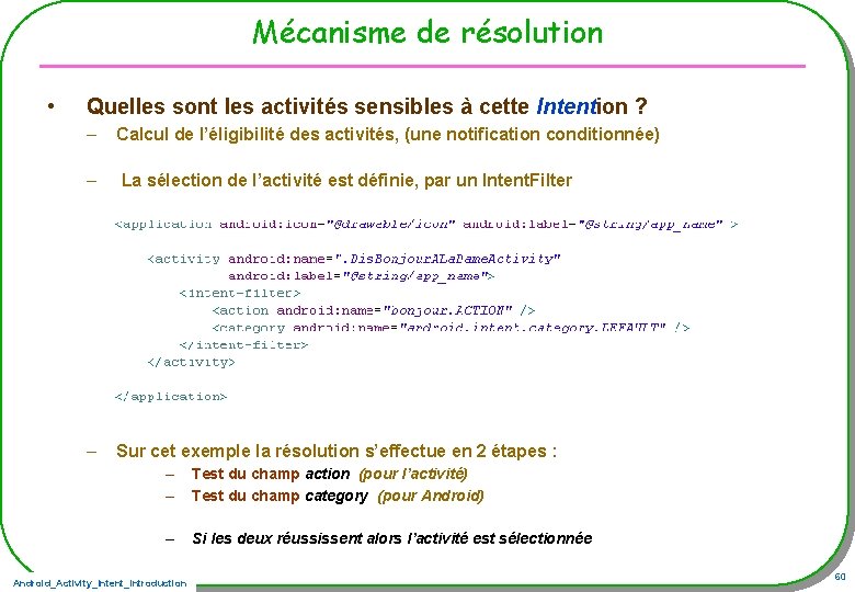 Mécanisme de résolution • Quelles sont les activités sensibles à cette Intention ? –