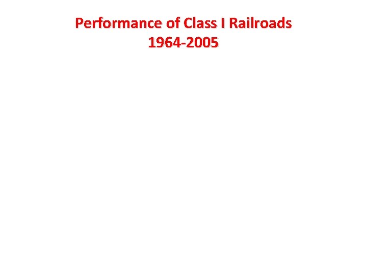 Performance of Class I Railroads 1964 -2005 