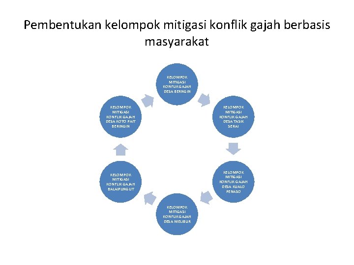 Pembentukan kelompok mitigasi konflik gajah berbasis masyarakat KELOMPOK MITIGASI KONFLIK GAJAH DESA BERNGIN KELOMPOK