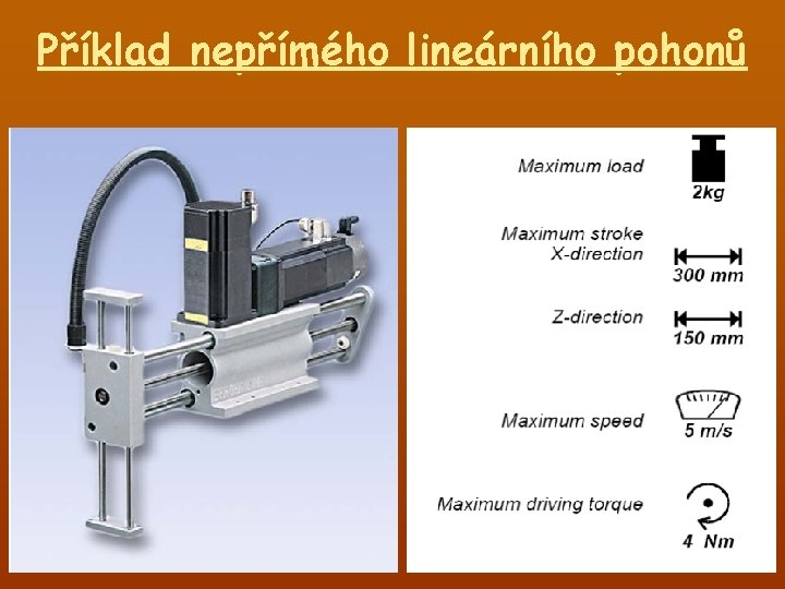 Příklad nepřímého lineárního pohonů 