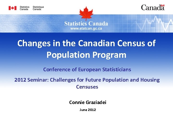 Changes in the Canadian Census of Population Program Conference of European Statisticians 2012 Seminar: