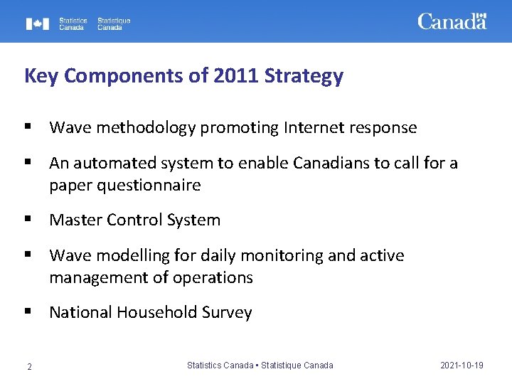 Key Components of 2011 Strategy § Wave methodology promoting Internet response § An automated