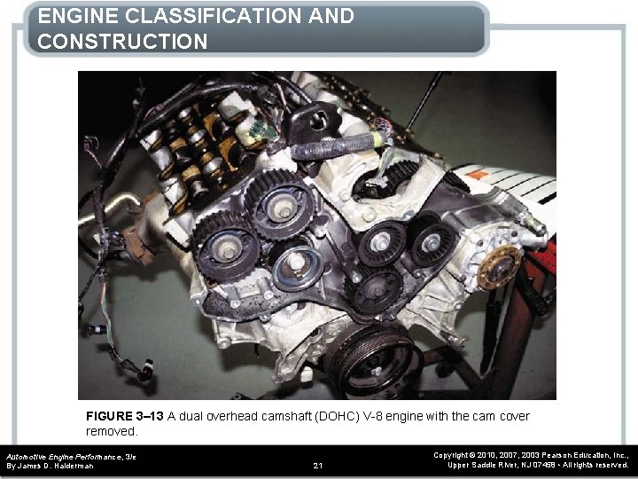 ENGINE CLASSIFICATION AND CONSTRUCTION FIGURE 3– 13 A dual overhead camshaft (DOHC) V-8 engine ENGINE CLASSIFICATION AND CONSTRUCTION FIGURE 3– 13 A dual overhead camshaft (DOHC) V-8 engine