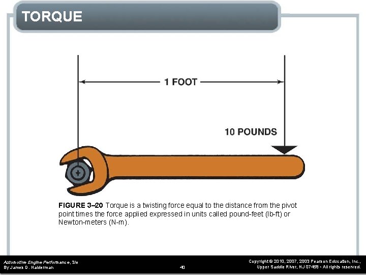 TORQUE FIGURE 3– 20 Torque is a twisting force equal to the distance from TORQUE FIGURE 3– 20 Torque is a twisting force equal to the distance from