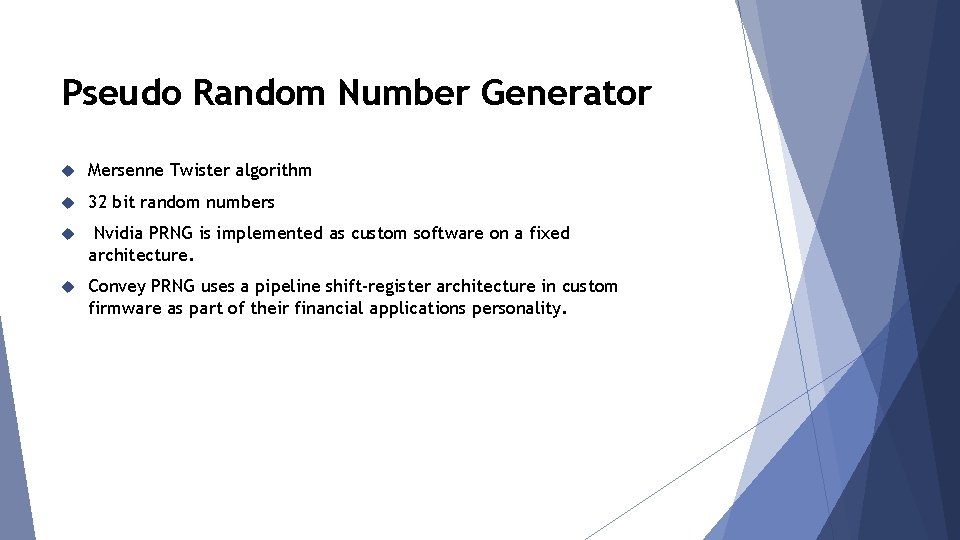 Pseudo Random Number Generator Mersenne Twister algorithm 32 bit random numbers Nvidia PRNG is