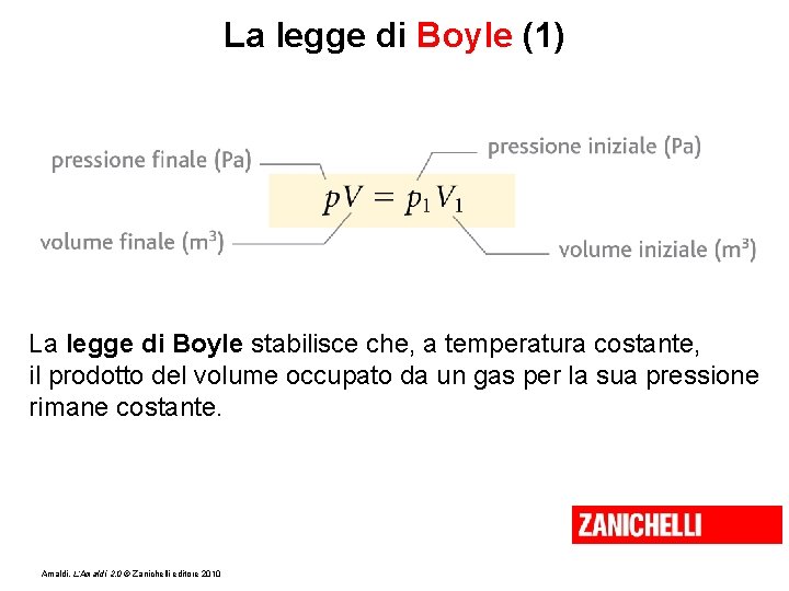 La legge di Boyle (1) La legge di Boyle stabilisce che, a temperatura costante,