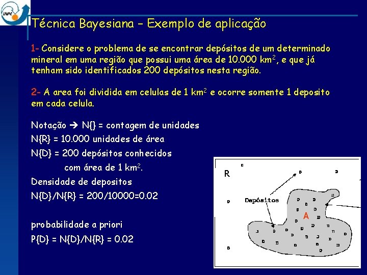 Técnica Bayesiana – Exemplo de aplicação 1 - Considere o problema de se encontrar