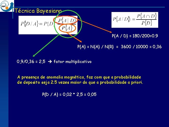 Técnica Bayesiana P{A / D} = 180/200=0. 9 P{A} = N{A} / N{R} =