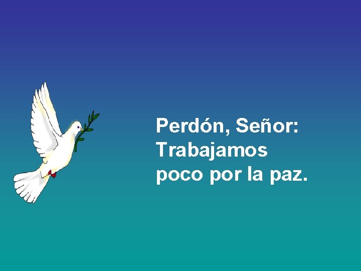 Perdón, Señor: Trabajamos poco por la paz. 