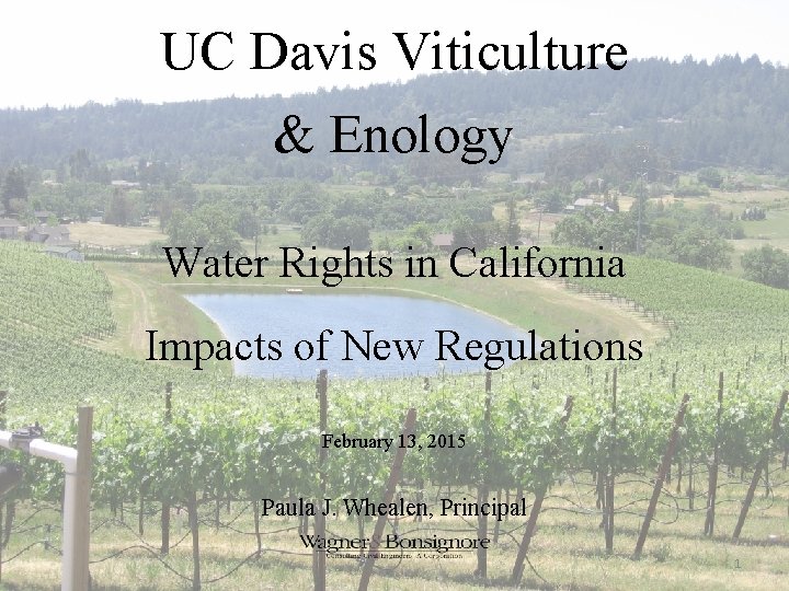 UC Davis Viticulture Enology Water Rights in California