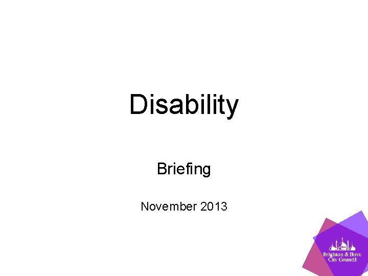 Disability Briefing November 2013 