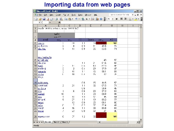 Importing data from web pages 