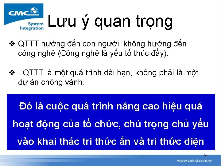 Lưu ý quan trọng v QTTT hướng đến con người, không hướng đến công