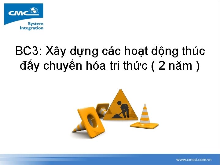 BC 3: Xây dựng các hoạt động thúc đẩy chuyển hóa tri thức (