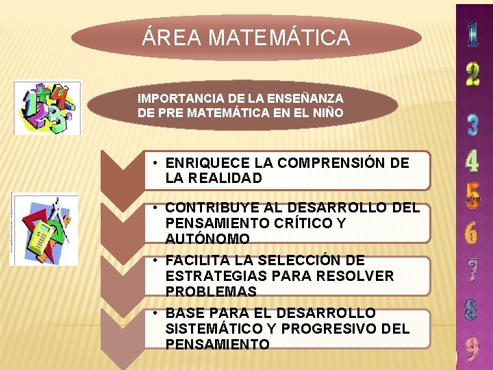 ÁREA MATEMÁTICA IMPORTANCIA DE LA ENSEÑANZA DE PRE MATEMÁTICA EN EL NIÑO • ENRIQUECE