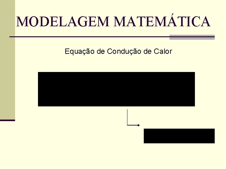 MODELAGEM MATEMÁTICA Equação de Condução de Calor 