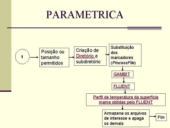 PARAMETRICA 1 Posição ou tamanho permitidos Criação de Diretório e subdiretório Substituição dos marcadores