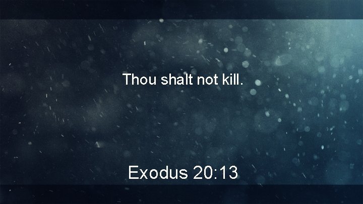 Thou shalt not kill. Exodus 20: 13 