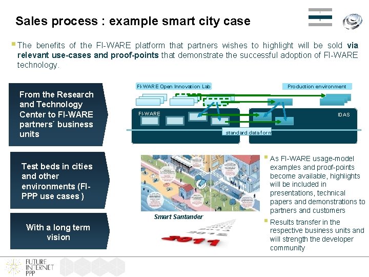 Sales process : example smart city case § The benefits of the FI-WARE platform