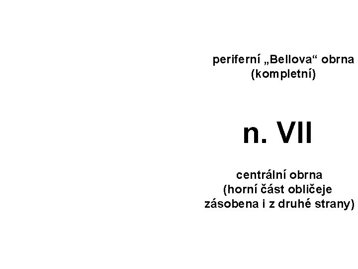 periferní „Bellova“ obrna (kompletní) n. VII centrální obrna (horní část obličeje zásobena i z