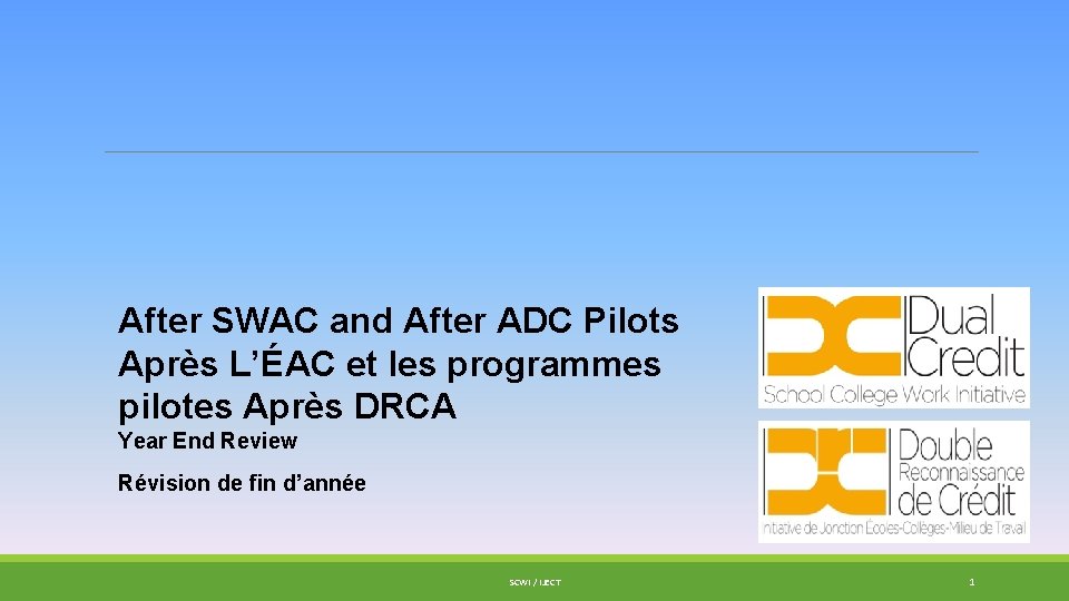 After SWAC and After ADC Pilots Après L’ÉAC et les programmes pilotes Après DRCA