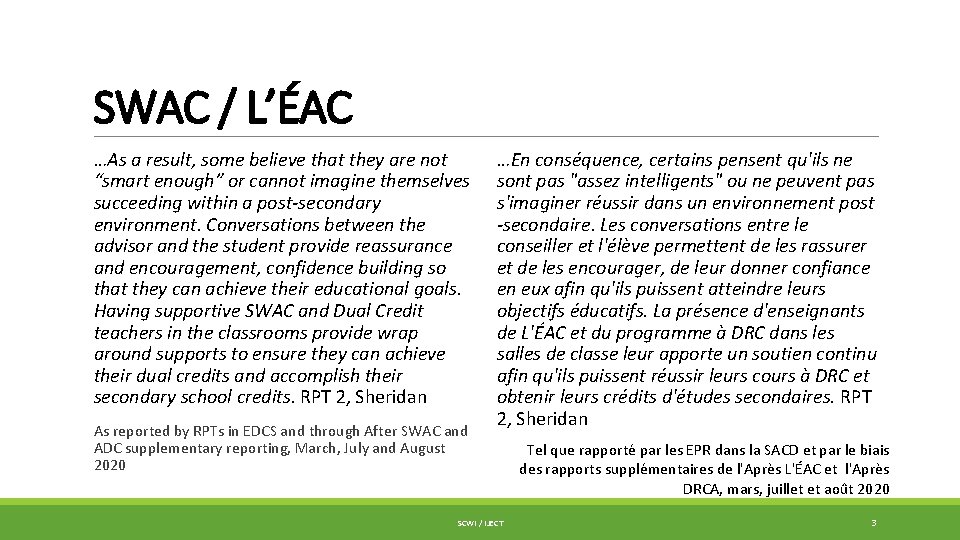 SWAC / L’ÉAC …As a result, some believe that they are not “smart enough”