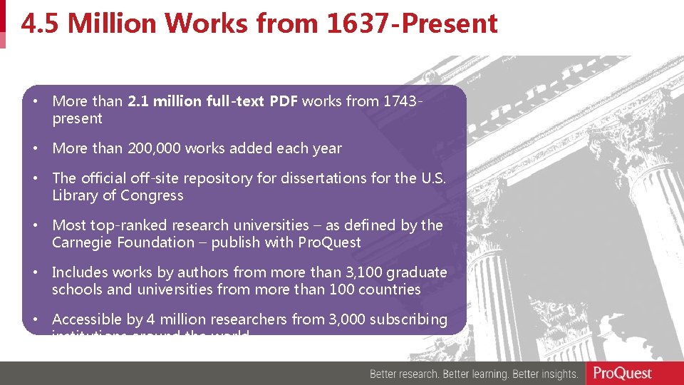 4. 5 Million Works from 1637 -Present • More than 2. 1 million full-text