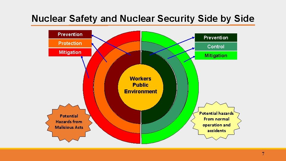 Nuclear Safety and Nuclear Security Side by Side Prevention Protection Control Mitigation Workers Public