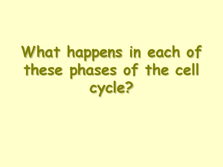 What happens in each of these phases of the cell cycle? 