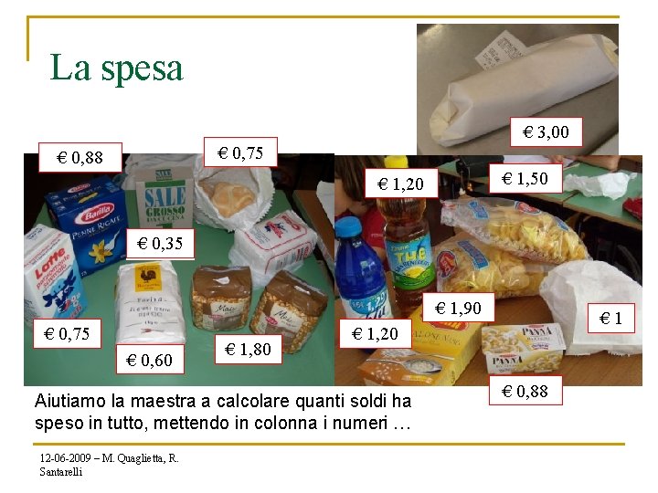 La spesa € 3, 00 € 0, 75 € 0, 88 € 1, 50