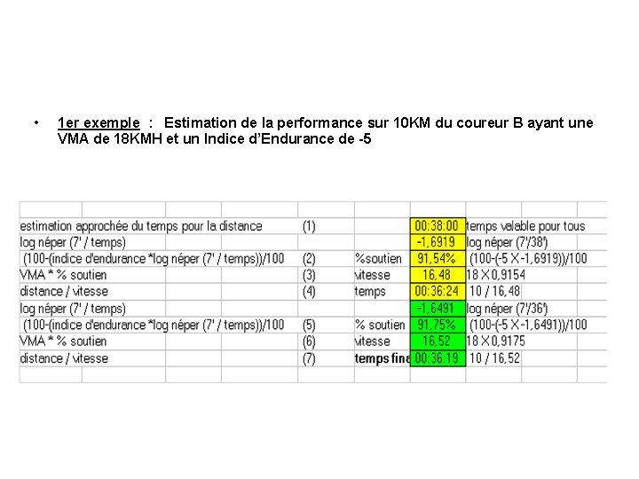  • 1 er exemple : Estimation de la performance sur 10 KM du