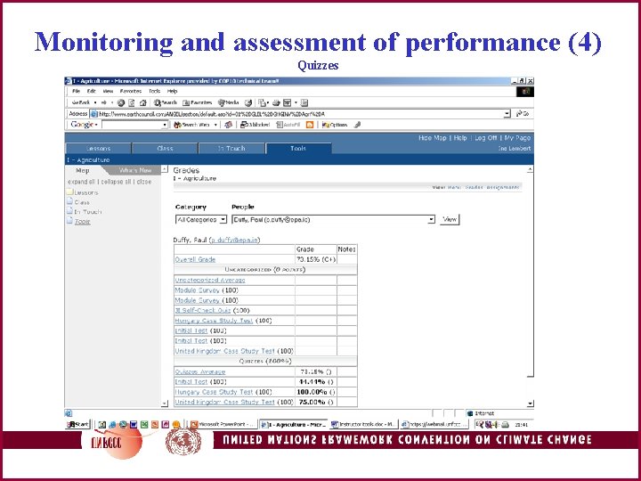 Monitoring and assessment of performance (4) Quizzes 