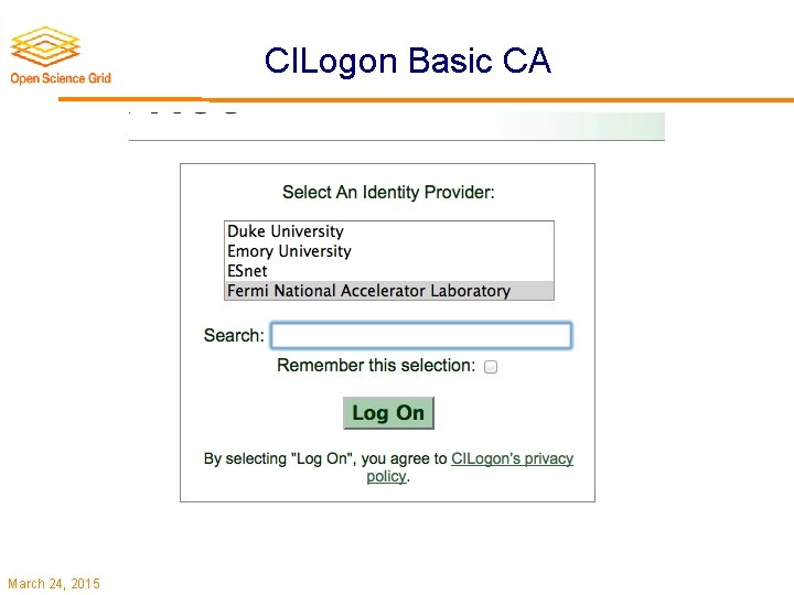 CILogon Basic CA March 24, 2015 