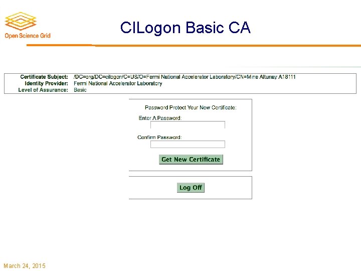 CILogon Basic CA March 24, 2015 