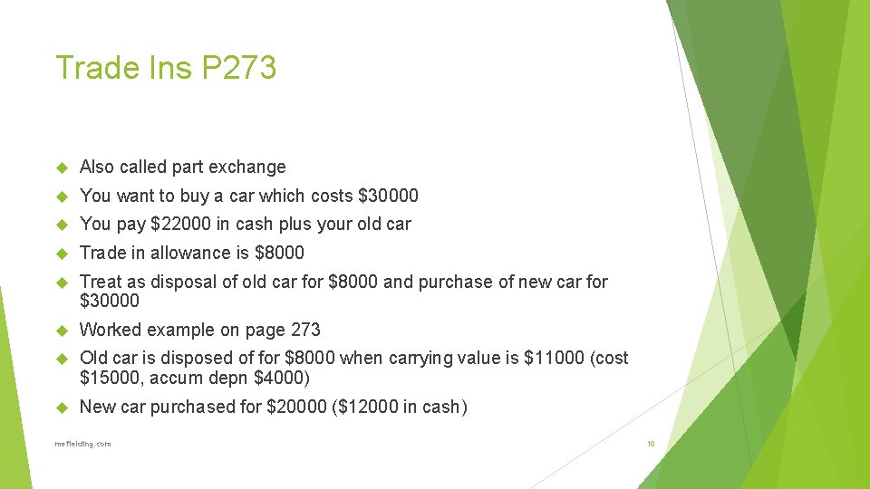 Trade Ins P 273 Also called part exchange You want to buy a car