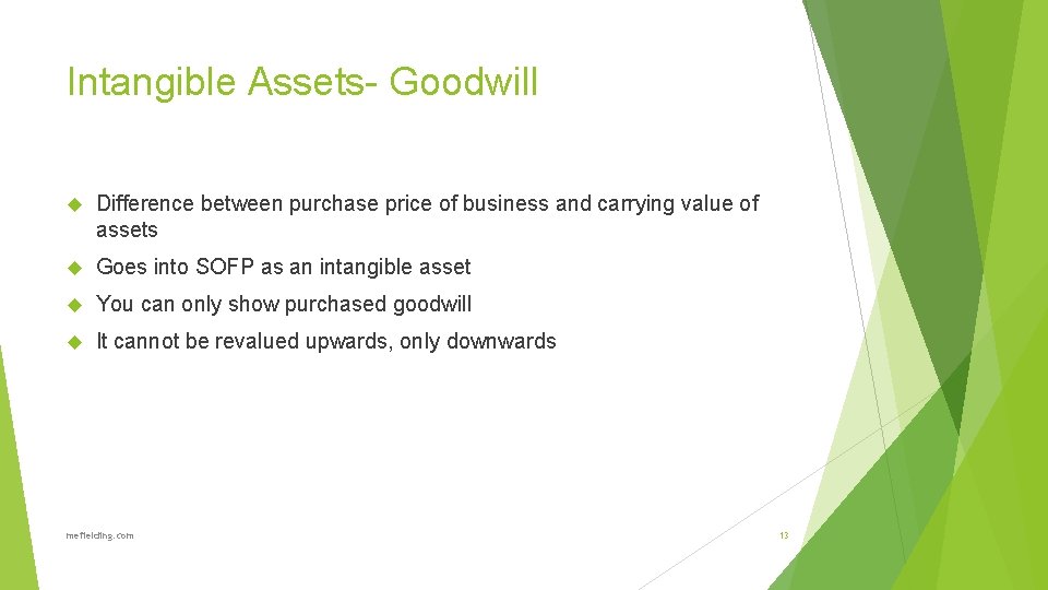 Intangible Assets- Goodwill Difference between purchase price of business and carrying value of assets