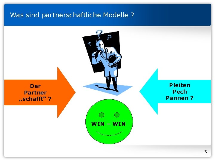 Was sind partnerschaftliche Modelle ? Pleiten Pech Pannen ? Der Partner „schafft“ ? WIN