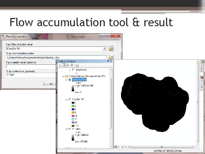 Flow accumulation tool & result 